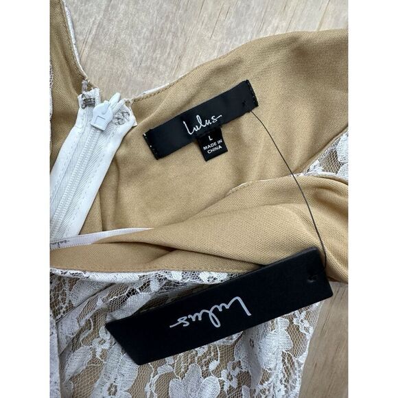 Lulus womens mini dress size Large  white lace new Spaghetti Straps NWTs $58 - Picture 2 of 5